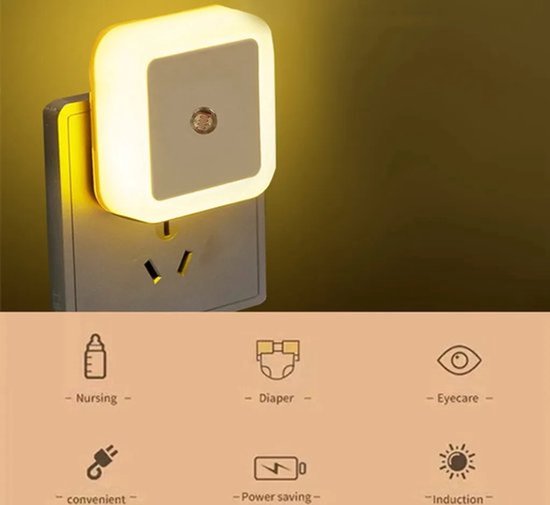 2x LED-nachtlampje, warmwit, fitting met schemersensor voor kinderen van Merkloos — afbeelding 4
