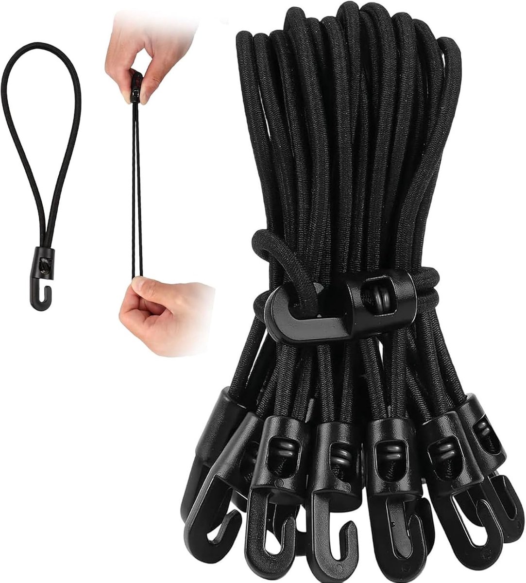 20 elastische spanbanden met haken, multifunctionele zeilspanners voor dekzeilen, tenten en banners, 10 cm lang