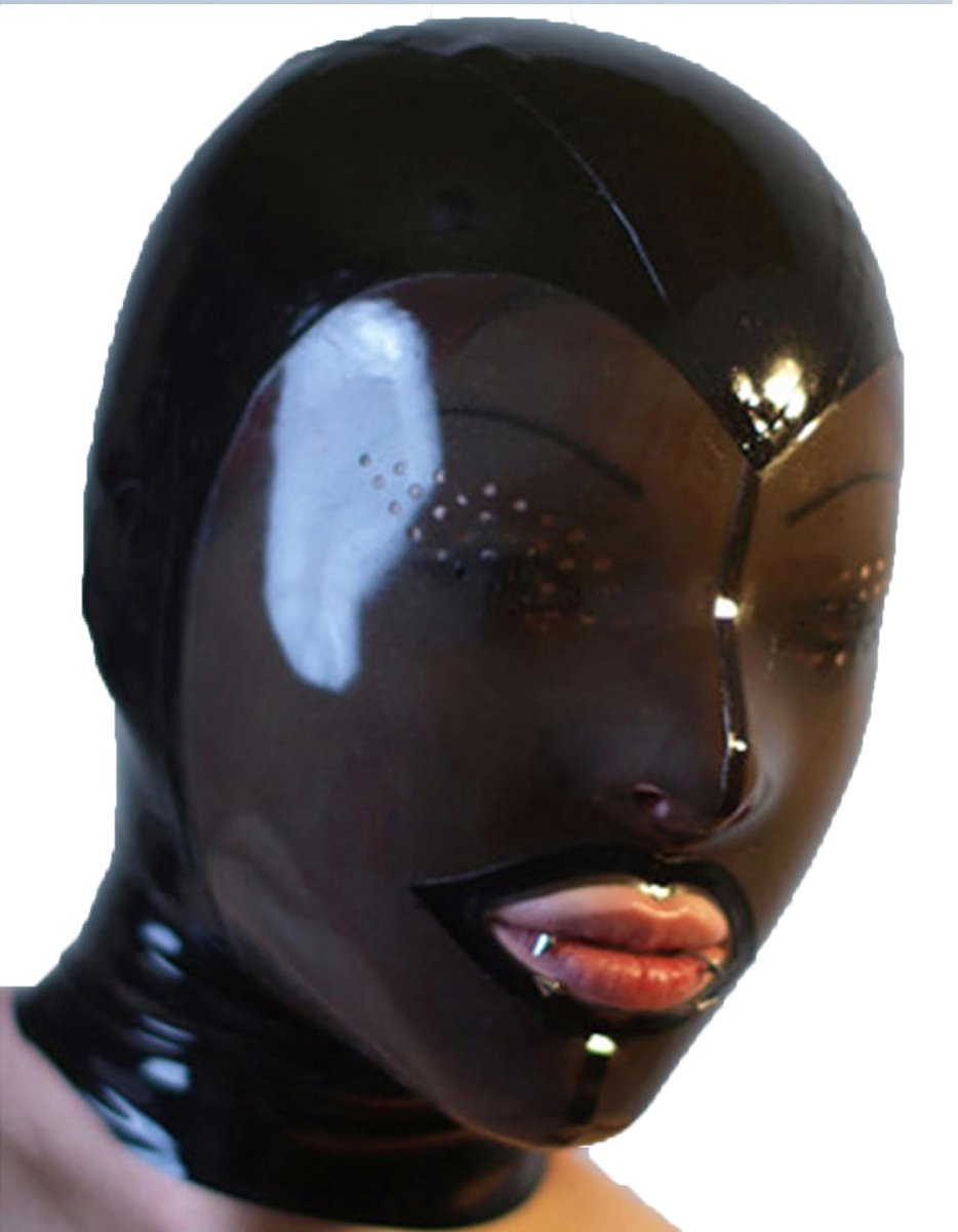 SnelShoppen - Unisex Fashion Latex Kap, Transparant Zwart Latex Masker met Achter Rits, Ideaal voor Clubwear en Feestelijke Gelegenheden - Maat L