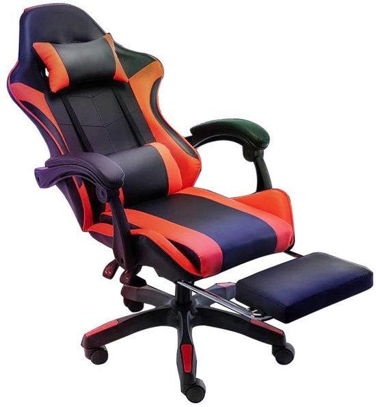 SnelShoppen - Gaming Stoel Ergonomische Computer Stoel Bureaustoel Draaibare Stoel Verstelbare Voetsteun Kussen Zwart Rood Voor Thuis Kantoor Gaming van snelshoppen — afbeelding 2