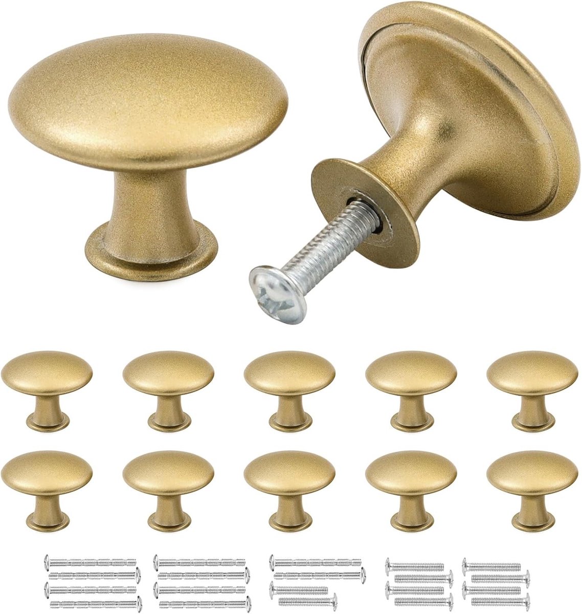 10 Stuks Gouden Ladeknoppen, Ronde Kastgrepen van RVS, 30mm Kleine Deurgrepen voor Keukenkastjes en Meubels