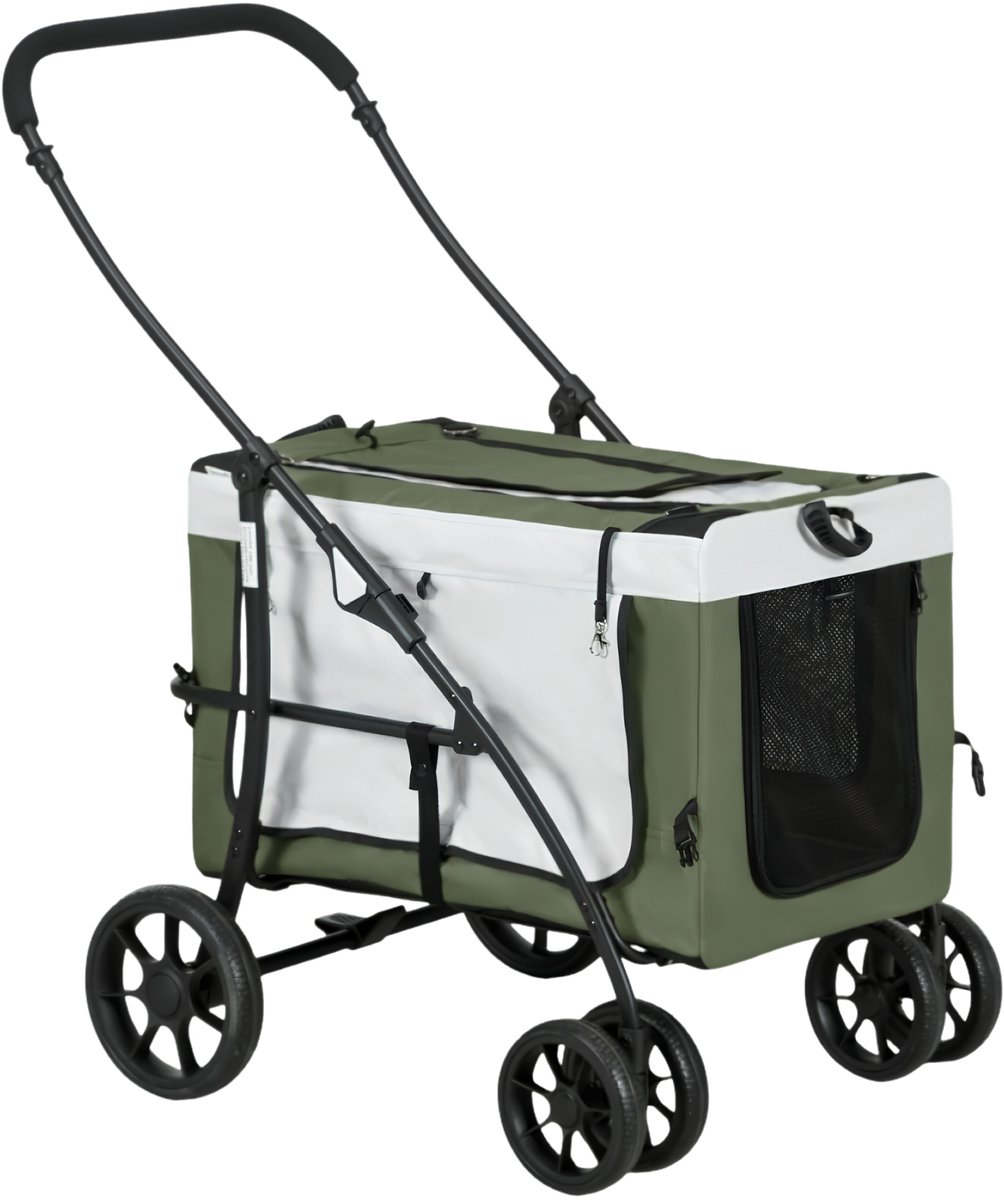 2-in-1 Hondenbuggy – Dierenwagen met Afneembare Mand – Groen