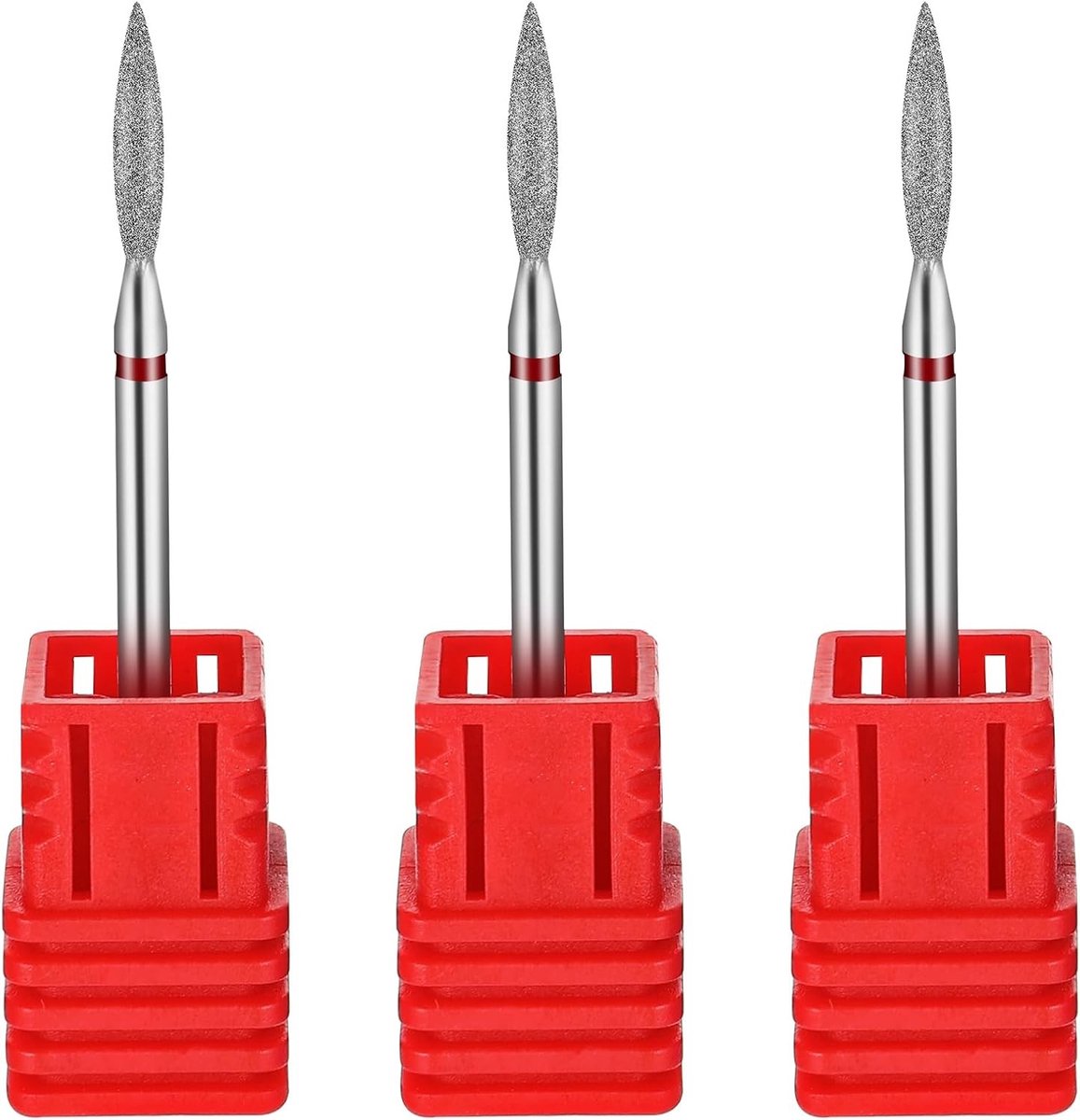 3 Stuks Vuurballen en Tapered Barrel Nagelboor Set voor Manicure en Pedicure - Diamant Polijstkoppen voor Dode Huid en Acryl Gel Verwijdering - 3/32 Inch 2.35mm