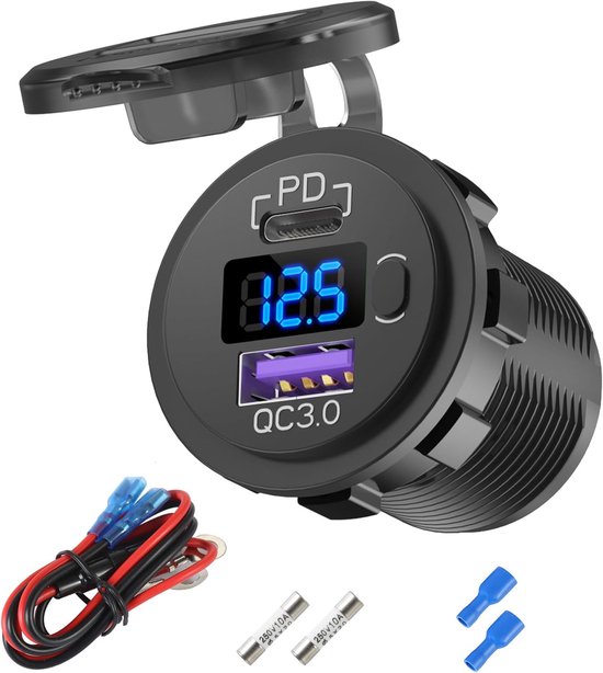 12V USB C autolader - 38W USB sigarettenaansteker vervanging - PD 3.0 en QC 3.0 - snel opladen voor je apparaten - m-winkel
