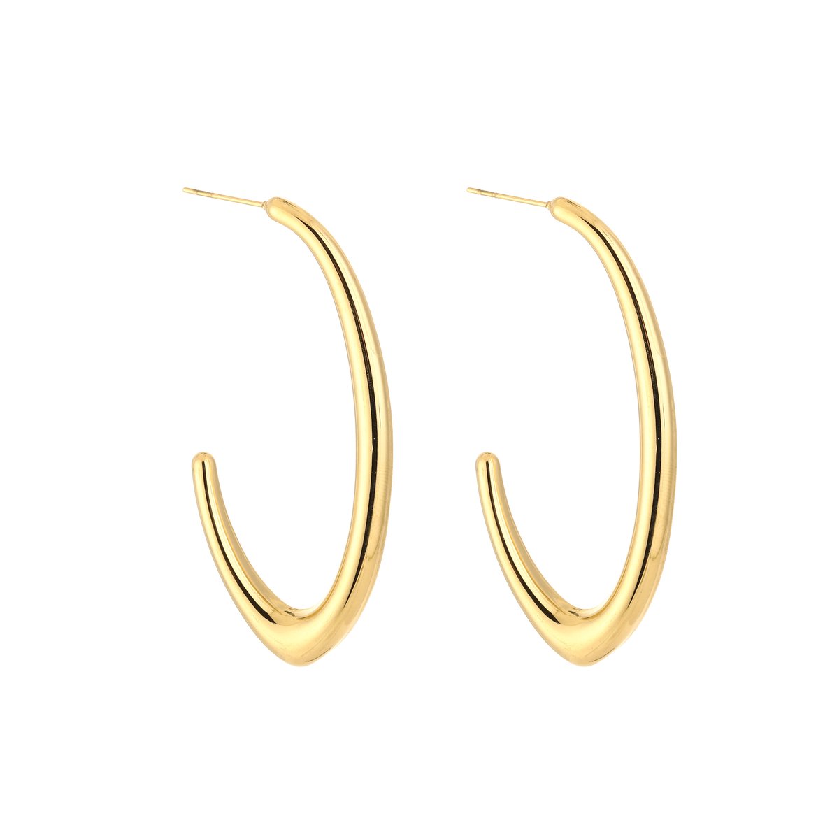 Stainless Steel Sculptural Tapered Half Hoops – Luxe Halve Hoops Oorbellen – RVS - Goud