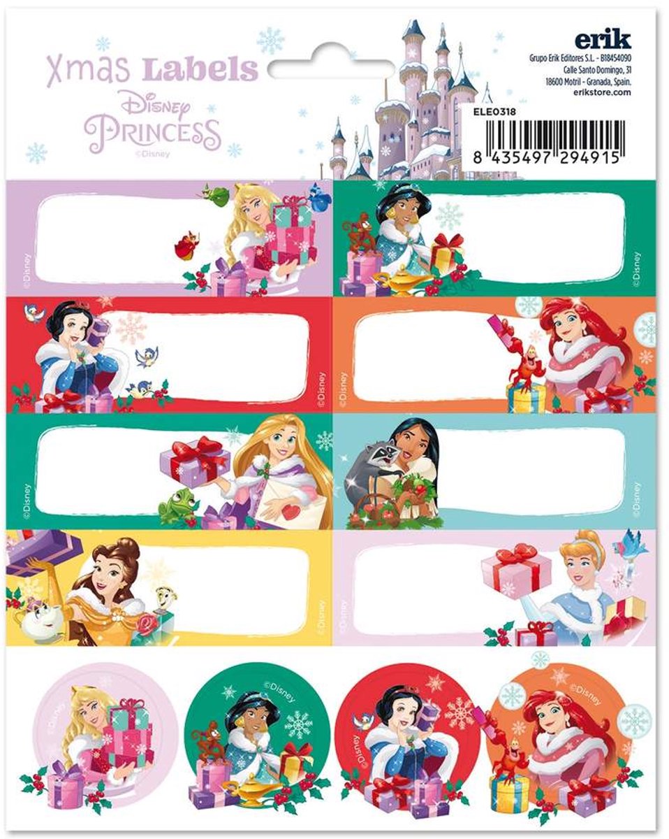 Grupo Erik Disney - Princesses Christmas SelfAdhesive Labels Zelfklevende etiketten - Multicolours