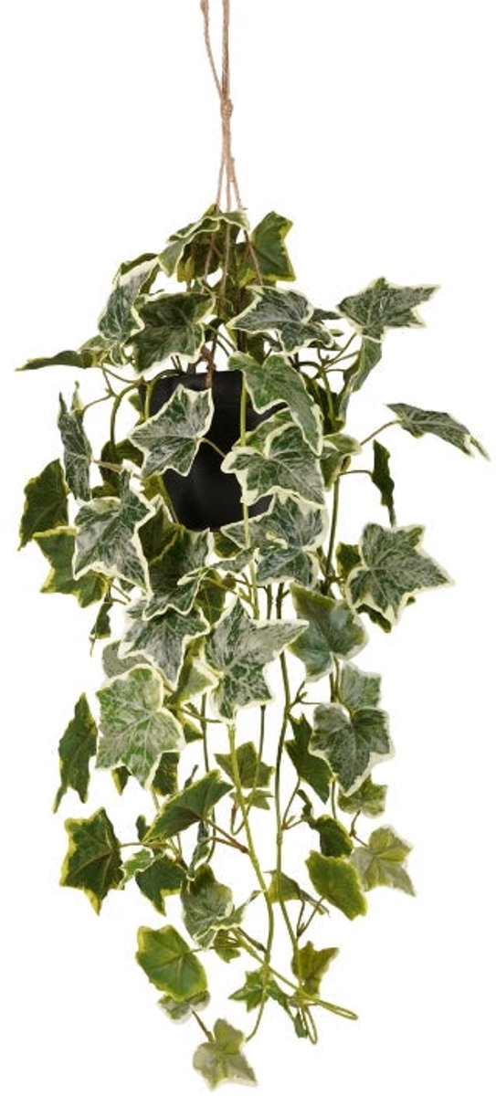 Emerald Kunst Hangplant Ivy in pot groen/wit 70cm - Kunstplant voor binnen