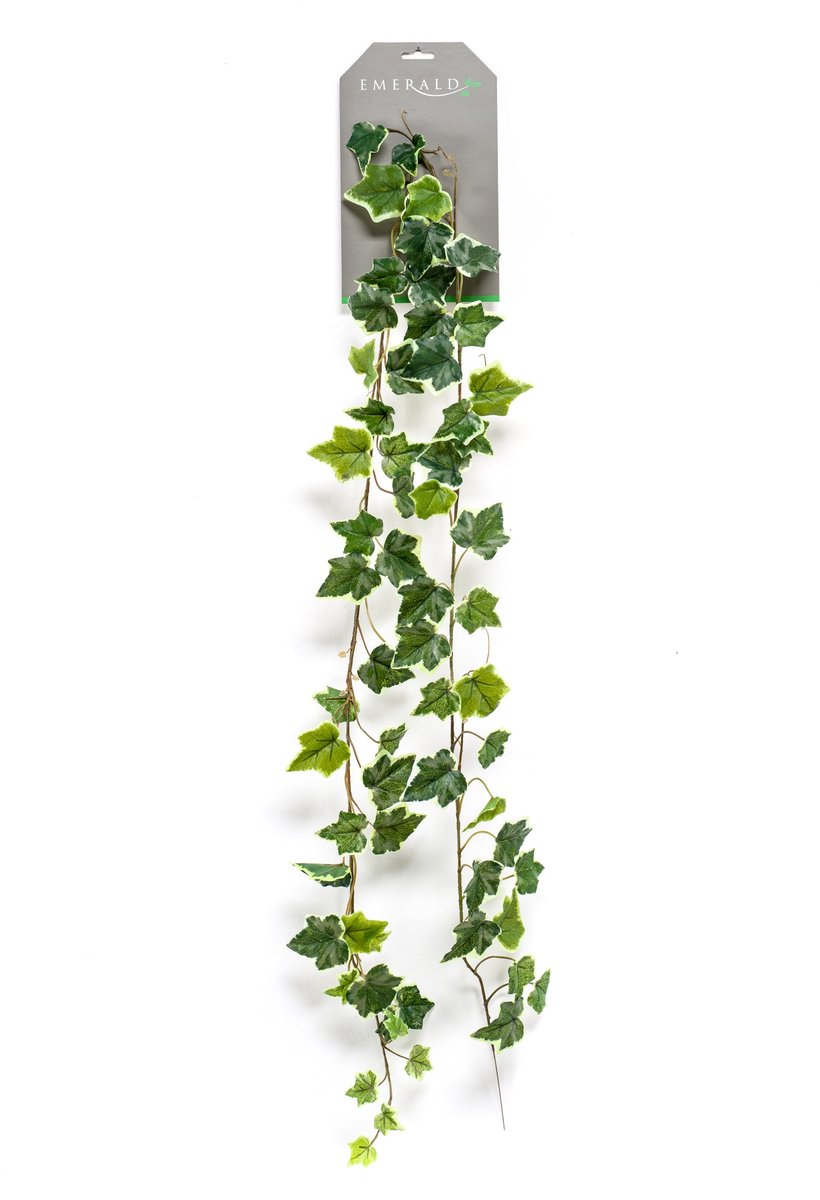 Emerald Kunst Hangplant Ivy garland groen/wit 180cm - Kunstplant voor binnen