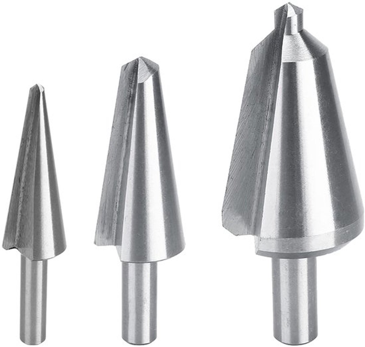 Boorstufen-set 3-delig - HSS-snijboorset - Conische boor - Snijgrootte 16-30,5 mm - 5-20 mm - 3-14 mm - Schacht 6/8/10 mm - Boorset