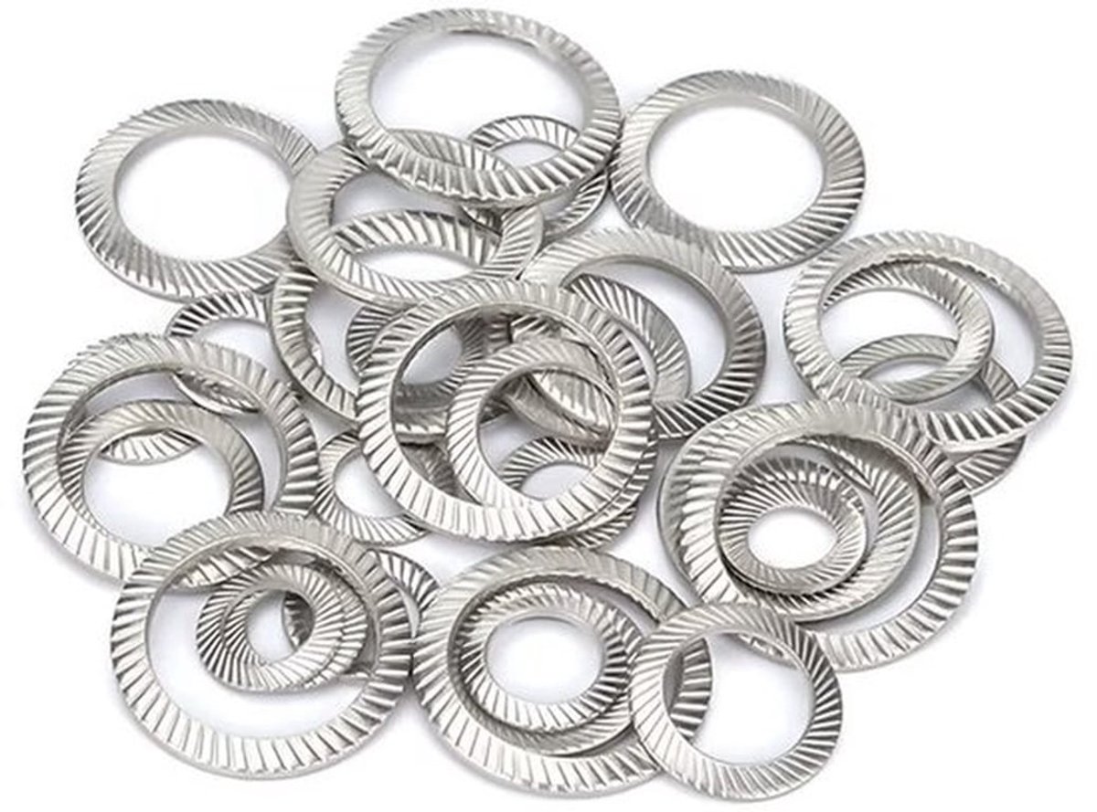 Sluitringen Antislip - Roestvrij Staal - Tandschijven - Borgringen - M10x16mm - 30 Stuks - Duurzaam en Corrosiebestendig - Borgschijven