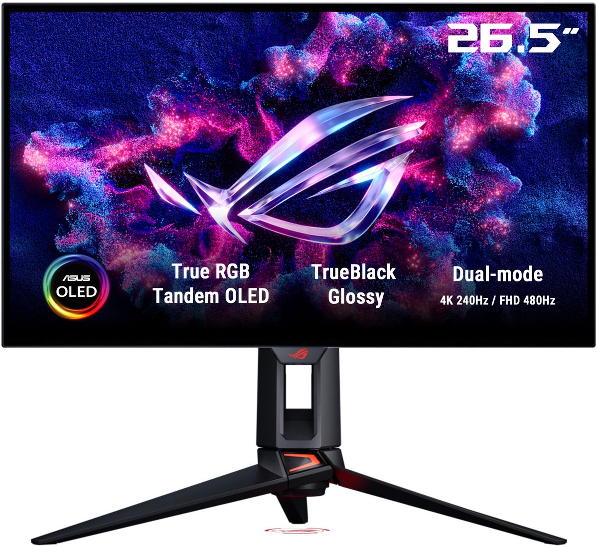ASUS ROG Swift OLED PG27UCWM - 4K UHD Tandem RGB OLED - USB C 96W - 0.03ms - 4K 240Hz, FHD 480Hz Dual Mode - 27 Inch