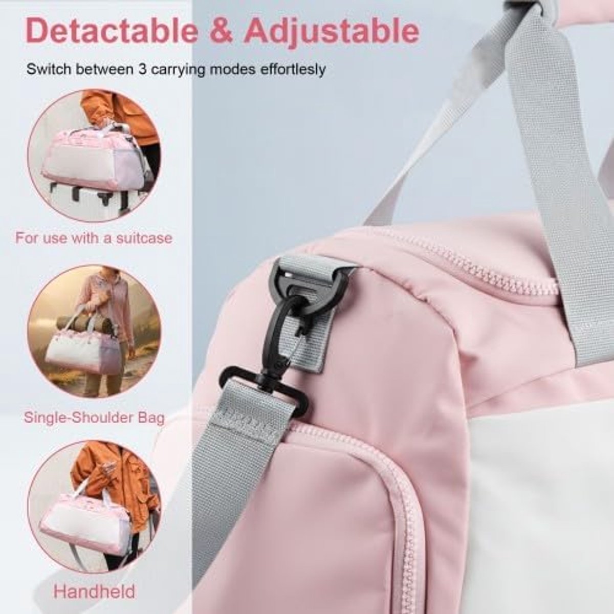 SnelShoppen - Sporttas Heren en Dames met Schoenenvak, Grote Waterdichte Gymtas 50x23x27 cm, Licht en Robuust, Zwart, Ideaal voor Sport en Reizen