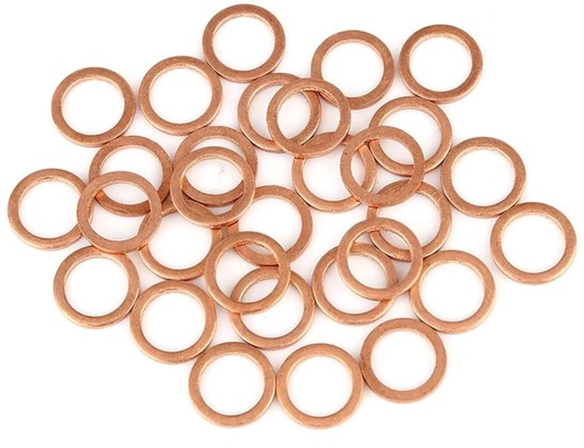 Sluitring Hoogwaardige Koper - Afdichting Ring - Set van 30 Stuks - 10 x 14 x 1,5 mm - Duurzaam - Geschikt voor Voertuigen en Huishoudelijke Apparaten - Afdichtring
