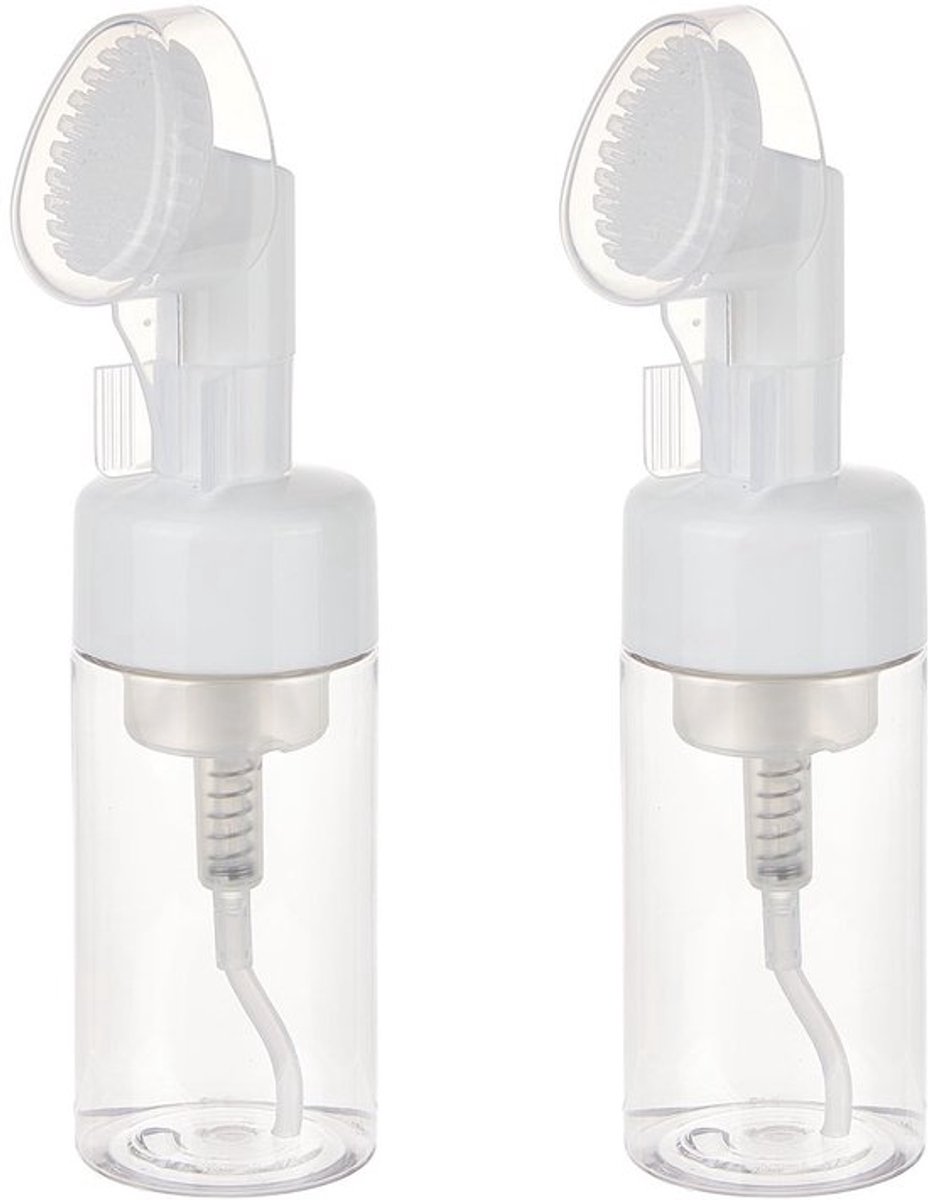 Schuimfles 100 ml - Pompdispenser met Borstel - Siliconenschuim - Vloeibare Dispenser - Reisformaat - Transparant Acryl - Zeepdispenser