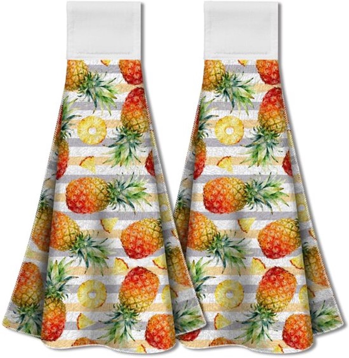 WADORN 2 Pack Ananas Keuken Opknoping Handdoek met Lus, Tropisch Fruit Hand Tie Handdoek Decoratieve Microfiber Zachte Absorberende Opknoping Schotel Thee Washandje voor Vrouwen Hostess Housewarming