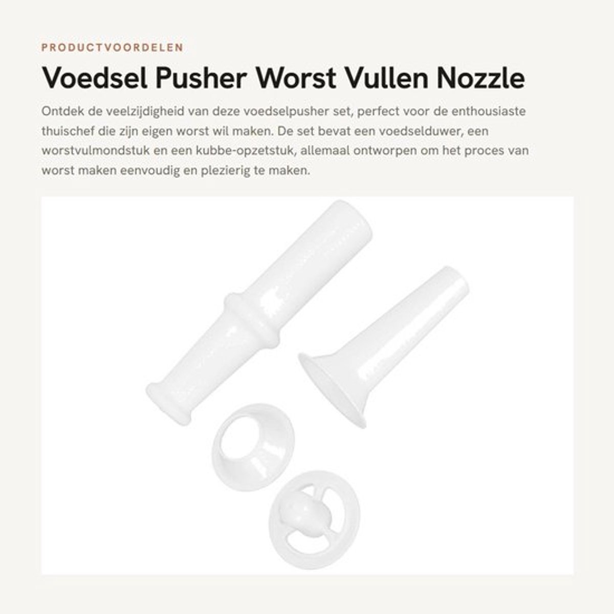 Worst Vul Nozzle - Voedselduwer - Kubbe Opzetstuk - Vleesmolen Accessoire - ABS Kunststof - Eenvoudig te Reinigen - Worstmaker