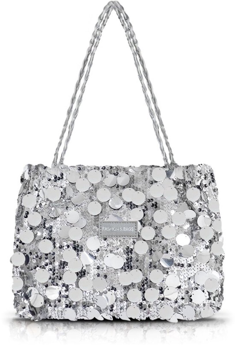 AfitLulu Pailletten Tote Bag voor dames, prikkelende handtas met ritssluiting en leren handvat, modieuze schoudertas voor dames, grote onderarmtas, shopper, tas voor feestjes, afspraken, banketten