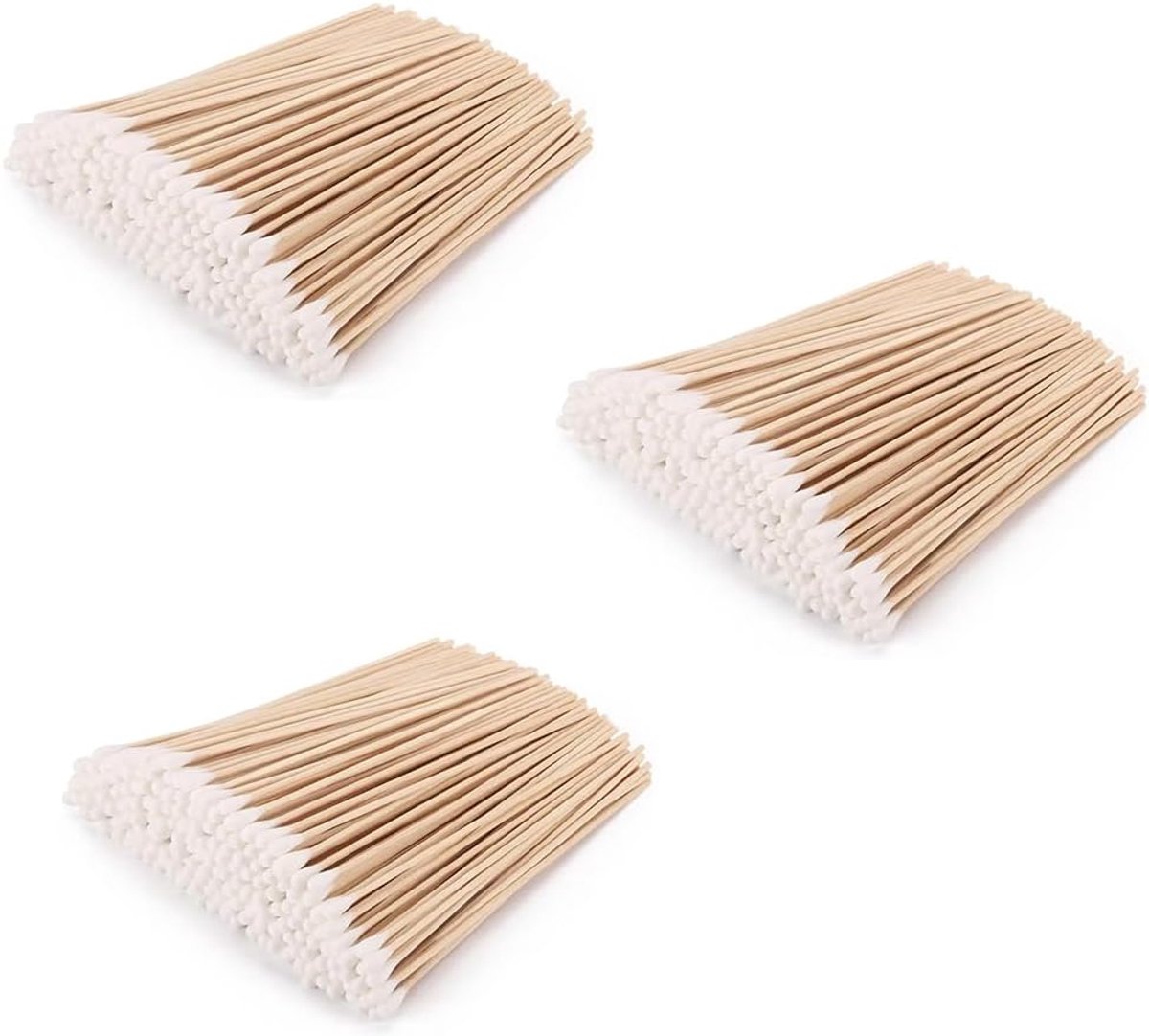 SnelShoppen - Pack van 300 Katoenen Swabs 15 cm - Enkele Kop voor Oorhygiëne, Dierenverzorging, Make-up, Precisie, Dagelijks Gebruik - Robuuste Houten