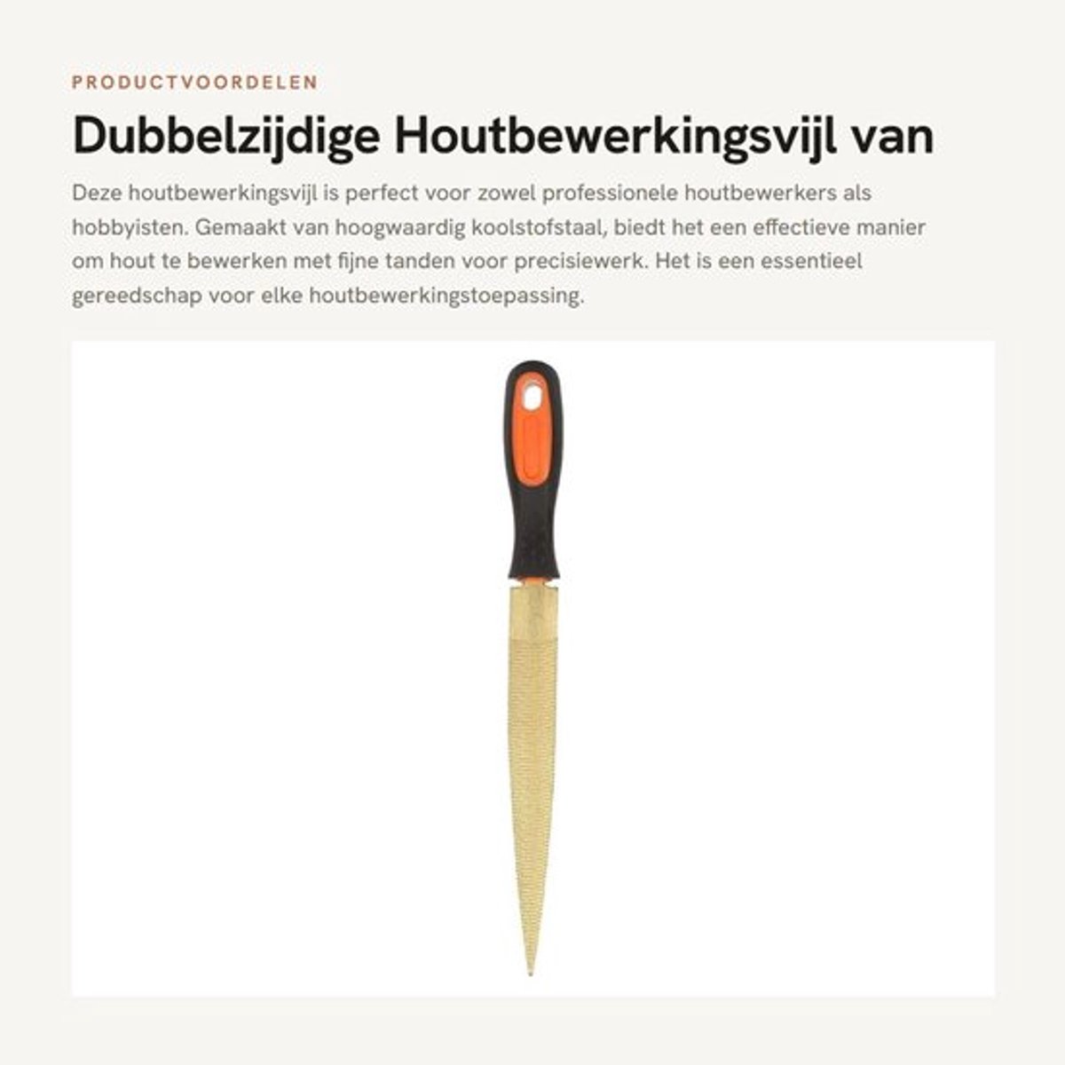 Houtrasp Hoogwaardig Koolstofstaal - Dubbelzijdige Vijl - Houtbewerkingsvijl - Fijne Tanden - Rubberen Handvat - Geschikt voor Hardhout