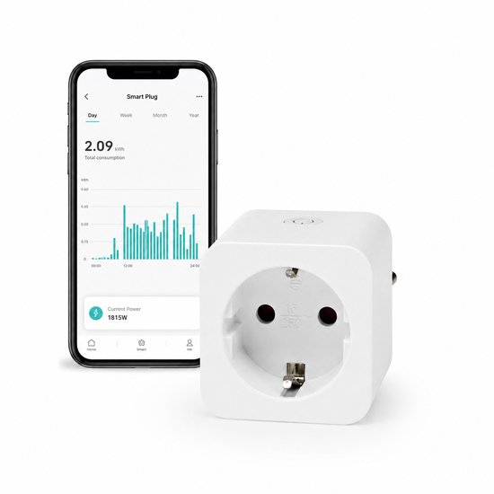 Nedis SmartLife Slimme Stekker - Wi-Fi - IP21 - Energiemeter - 3680 W - Type F (CEE 7/3) - 0 - 55 °C - Android / IOS - Wit - 1 Stuks