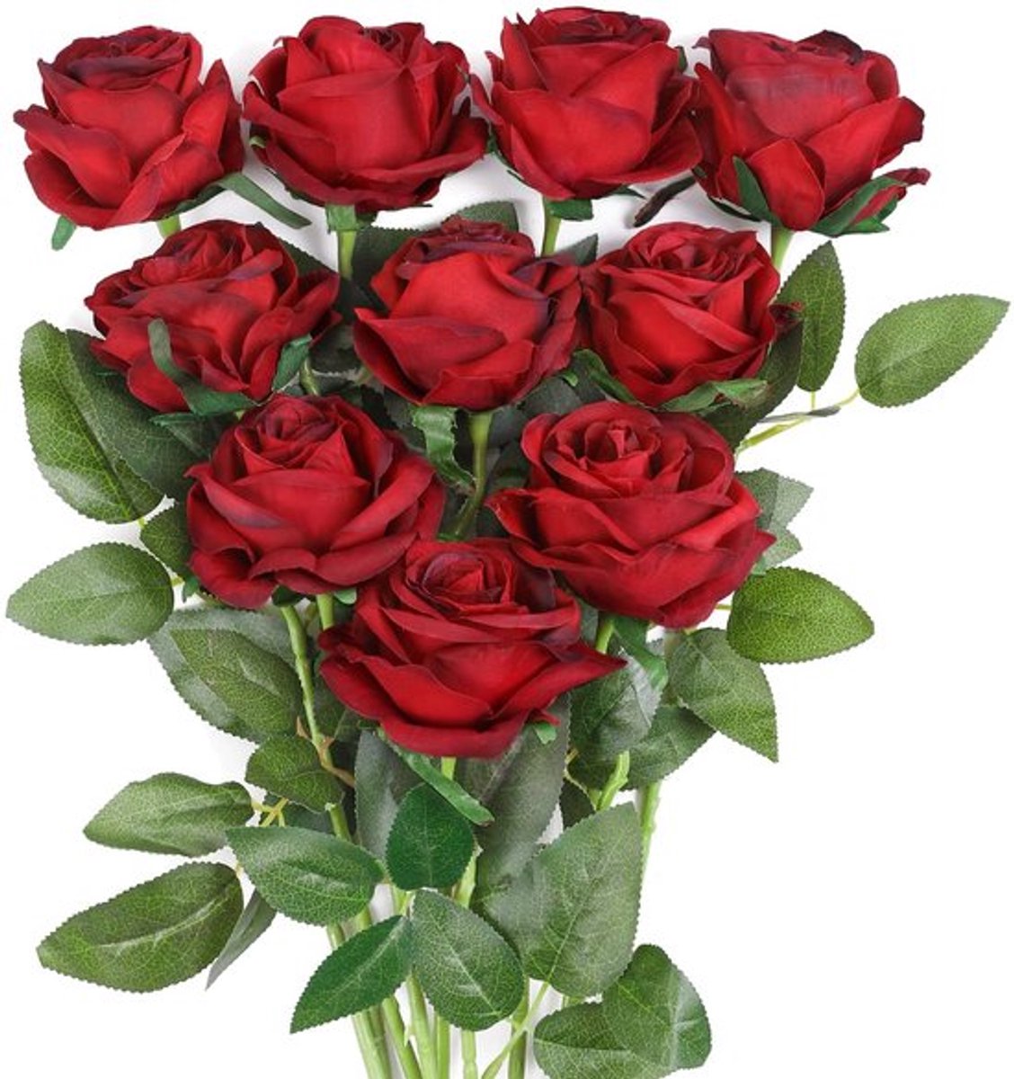 Rozenboeket 10 Stuks - Kunstbloemen - Bruiloft Decoratie - Thuis Decoratie - Kantoor Decoratie - Verstelbare Stelen - Nep Bloemen