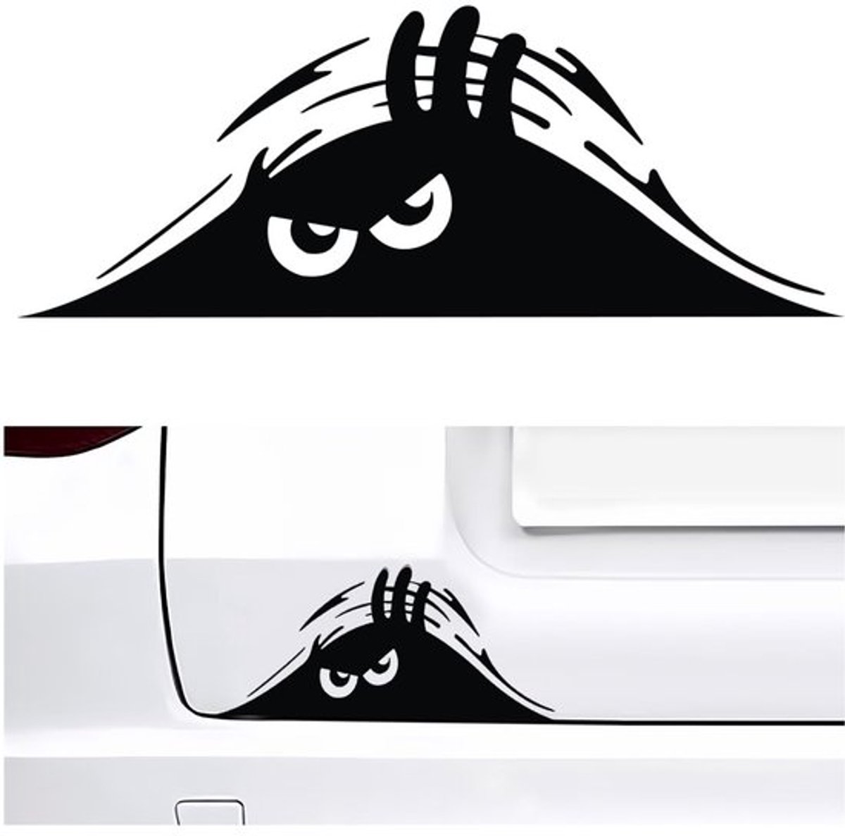 - Cartoon autosticker - Grappige monster sticker - 3D effect - Zwart - Waterdichte vinyl sticker - Perfect voor auto en motorfiets - 20cm