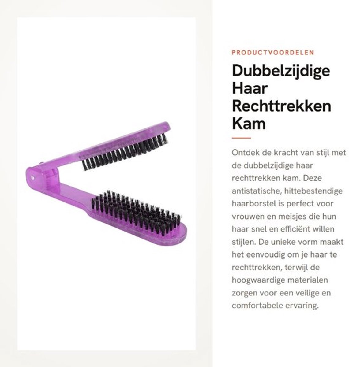 Haarborstel Antiklit - Dubbelzijdige Hittebestendige Borstel - Antistatische Haarborstel - Voor Vrouwen/Meisjes - Purper - Ideaal voor Steil Haar - Haarstyler