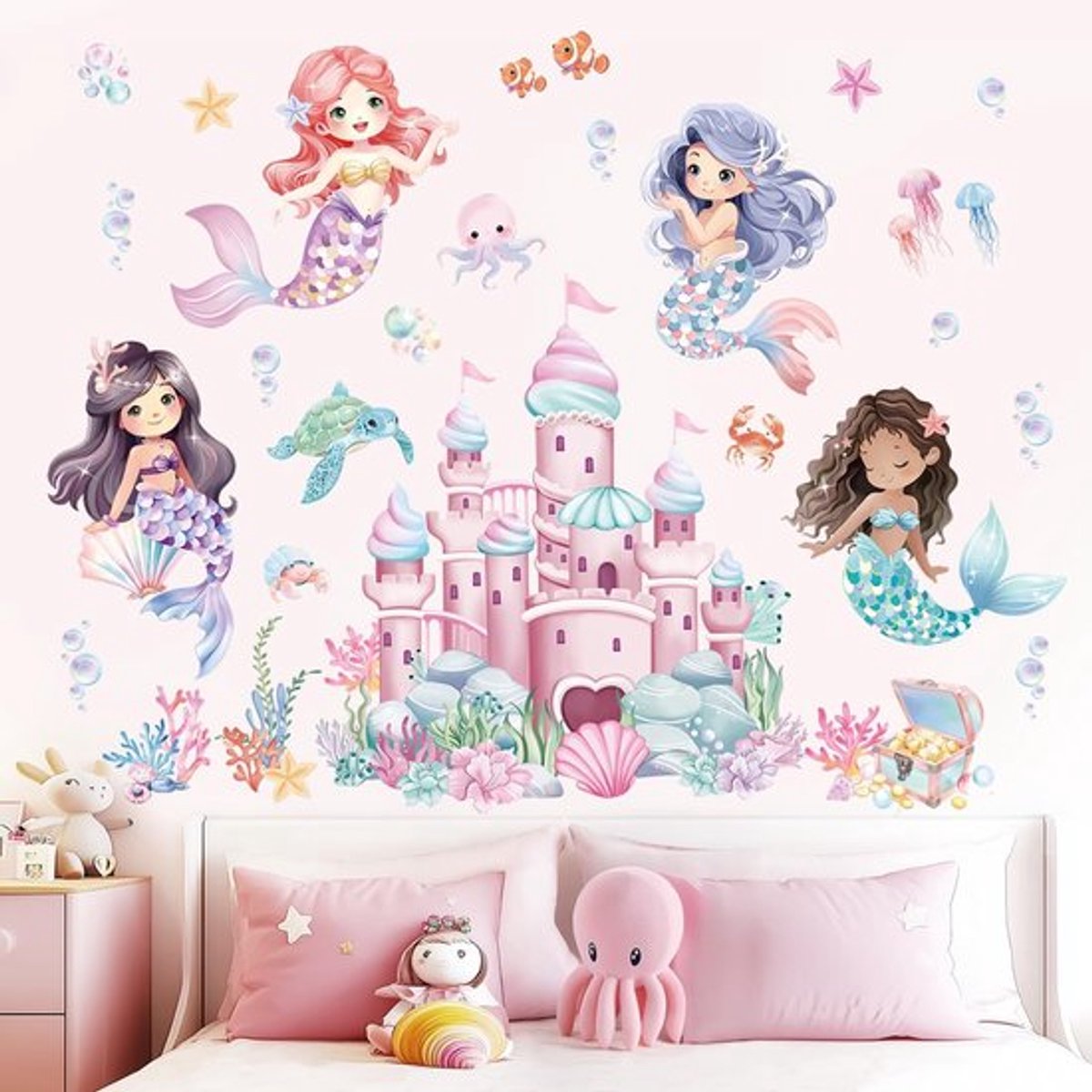 Muursticker Onderwaterwereld - Muurstickers Kinderkamer - Wanddecoratie Babykamer - Zelfklevend PVC - Waterdicht - Eenvoudig aan te brengen