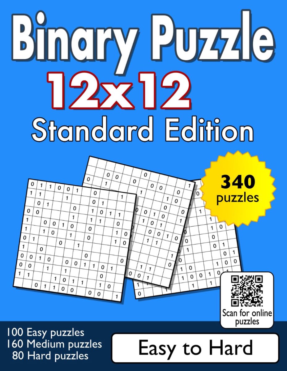 SnelShoppen - Binary Puzzle 12x12 - Puzzels van Easy tot Hard - 100 Eenvoudige, 160 Medium, 80 Moeilijke Puzzels voor Puzzelliefhebbers