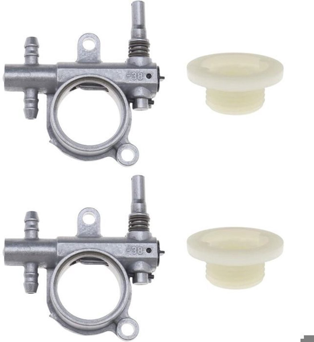 Dubbele oliepomp Geschikt voor 25cc/38cc kettingzagen - wormwieltype - duurzame aluminiumlegering - vervangingsonderdelen