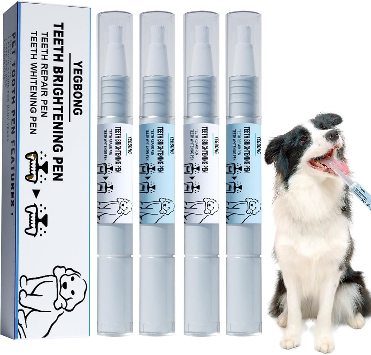 Hondentandenborstel Pen Set van 4 - Tandenreiniger voor honden - Verwijdert tandplak - Voor een frisse adem - ShopVlot