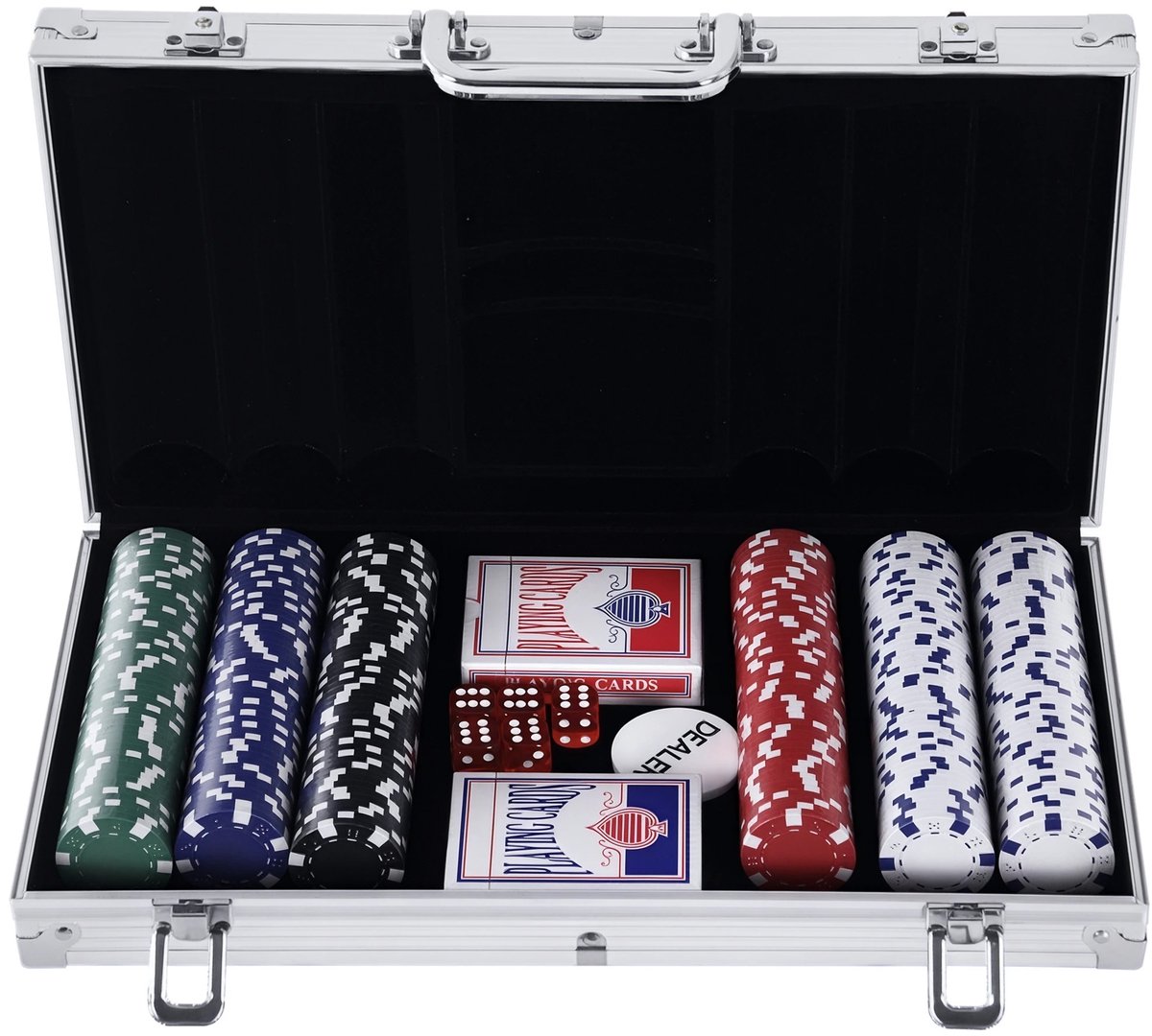 Atlasyx pokerset - Poker chips - Poker fiches - Black jack set - Pokerkoffer - Sleutelsluiting - 38 x 20,5 x 6,5 cm - Aluminium
