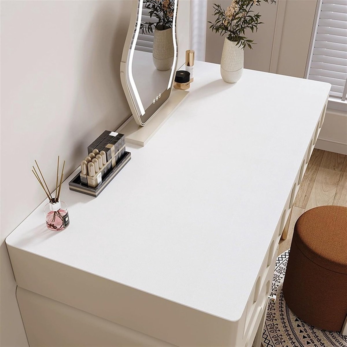 SnelShoppen - Wokuaile Bureauvloermat, Waterdichte PU Bureaubeschermer voor Thuis en Kantoor, Wit, 100x60cm - Ideaal voor Ondergrondbescherming en Com