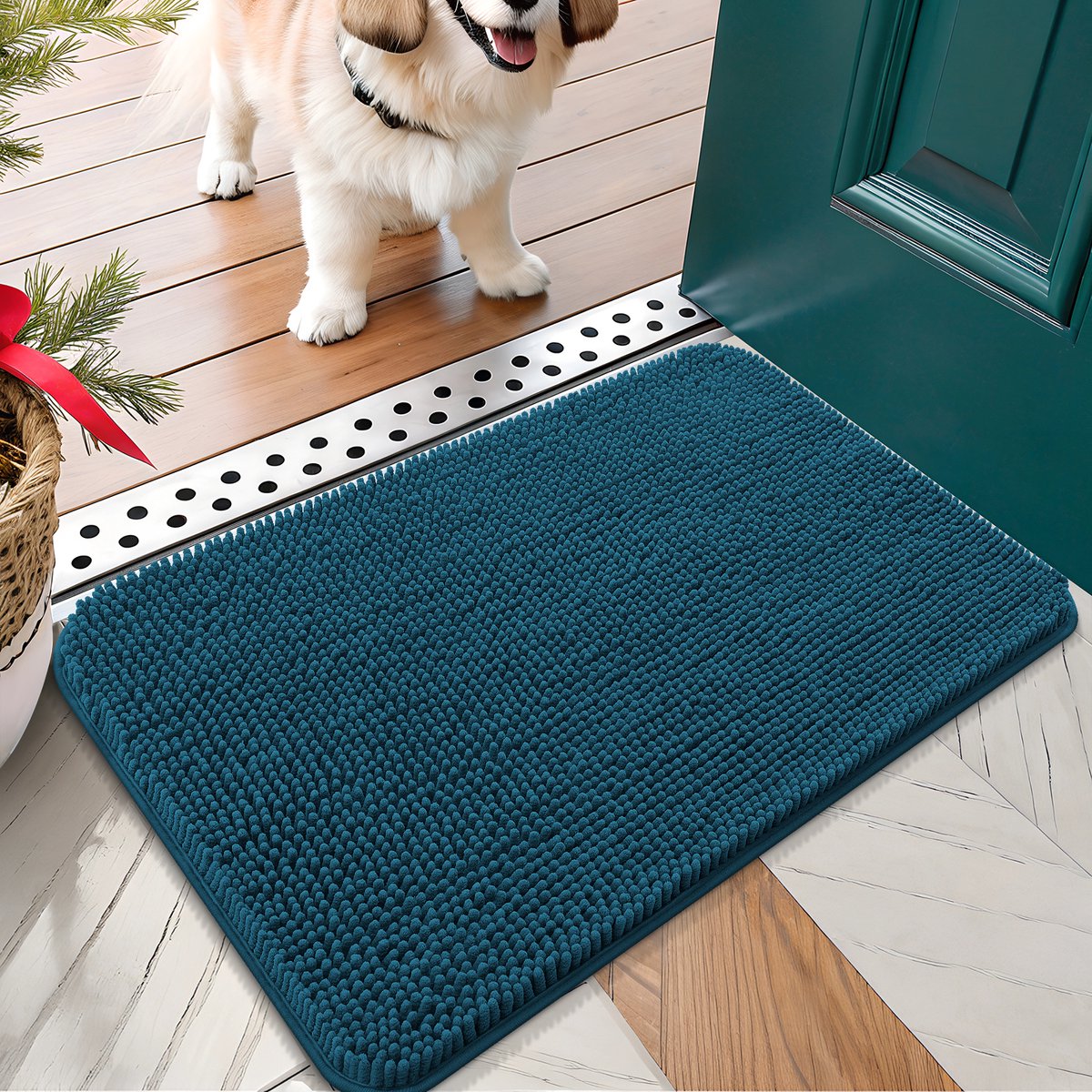 Olanly - Deurmat - Binnen deurmat - Waterabsorberend en antislip - 41x61cm - Staalblauw