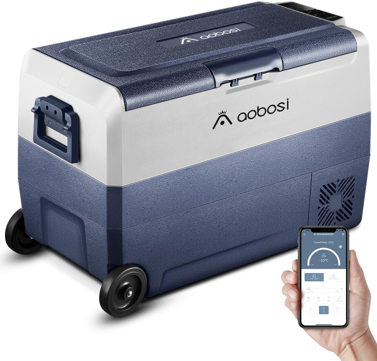 SnelShoppen - Compressor-koelbox 50L - Elektrische koelbox met wifi-app-bediening - Koelbox auto, vrachtwagen, boot, camper - Tot -20°C - Dual zone, 1