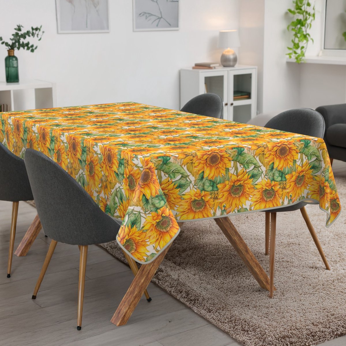 ANRO Tafelkleed Zonnebloemen Meerkleurig 160x100cm Met sierband Afwasbaar Waterafstotend