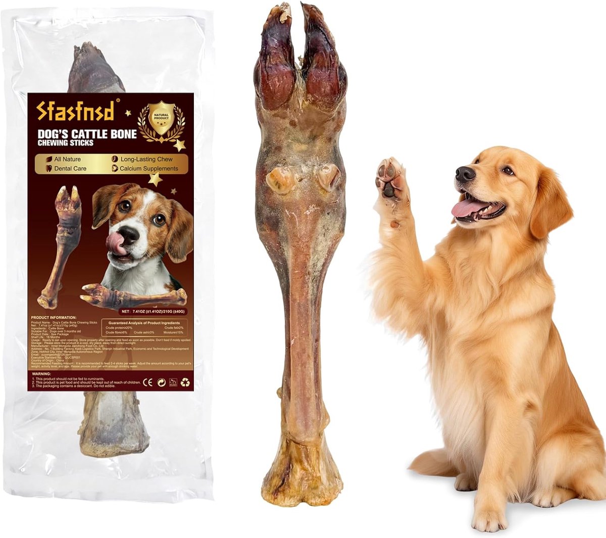 SnelShoppen - Cattle Bone Sticks voor Honden, Natuurlijk, Langdurig, Runderbeen Snack, 100% Natuurlijk, Ideaal voor Kauwen, Gezond, 500g