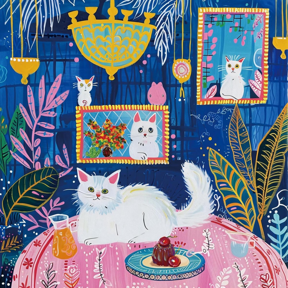 Puzzel met 1024 stukjes van een witte kat | Oogvriendelijk, stofvrij en uitstekende grip voor urenlang puzzelplezier