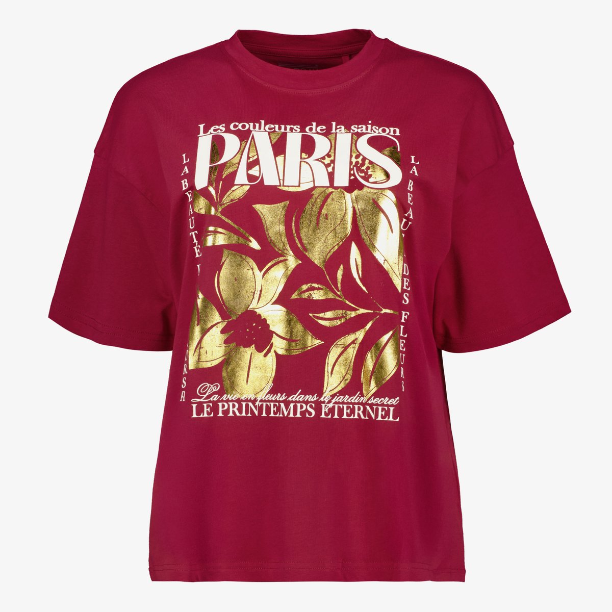 TwoDay oversized dames T-shirt met print rood goud - Maat S