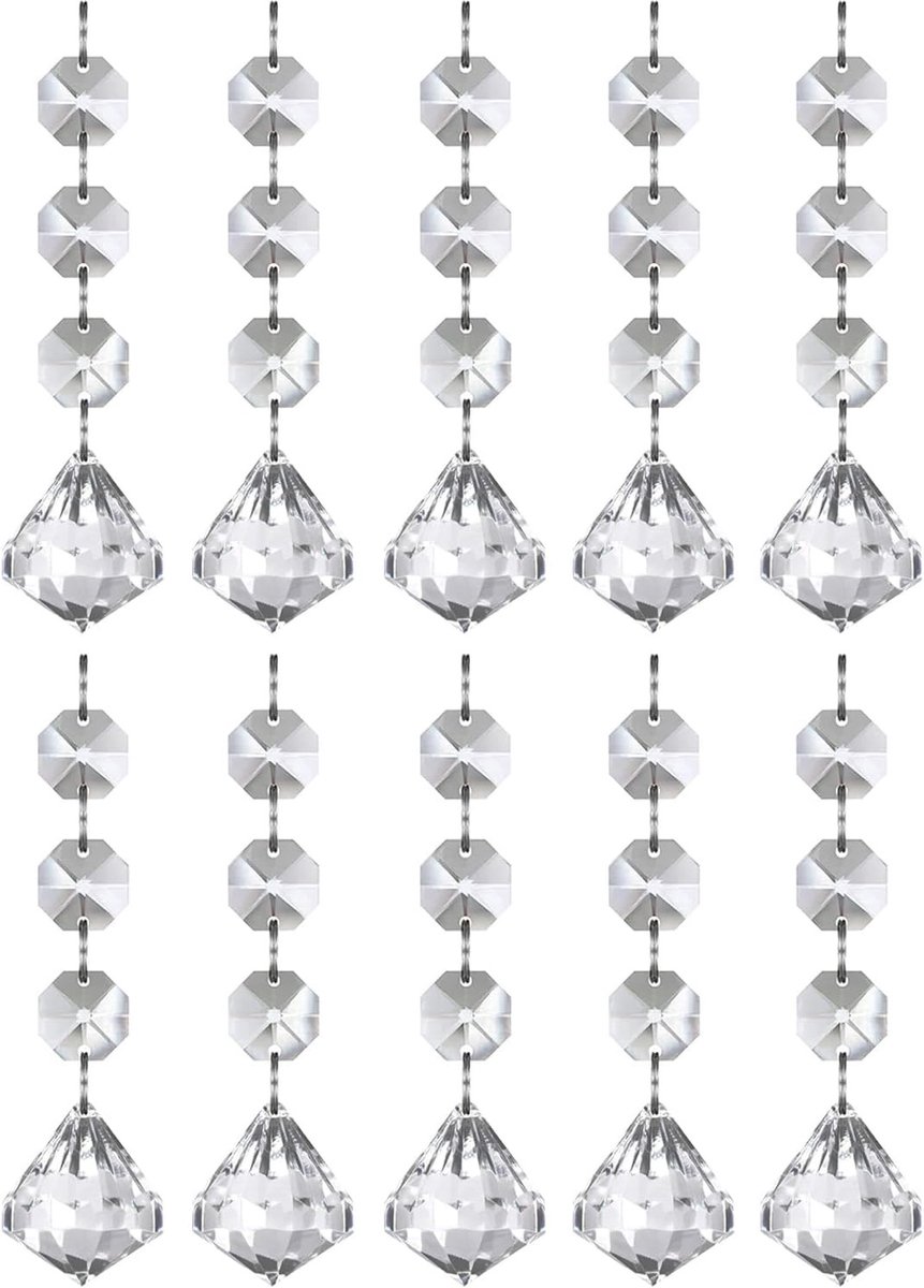 10 Stuks Heldere Diamant Crystal Hangertjes, Kristallen Kralen voor Kroonluchters, Decorat