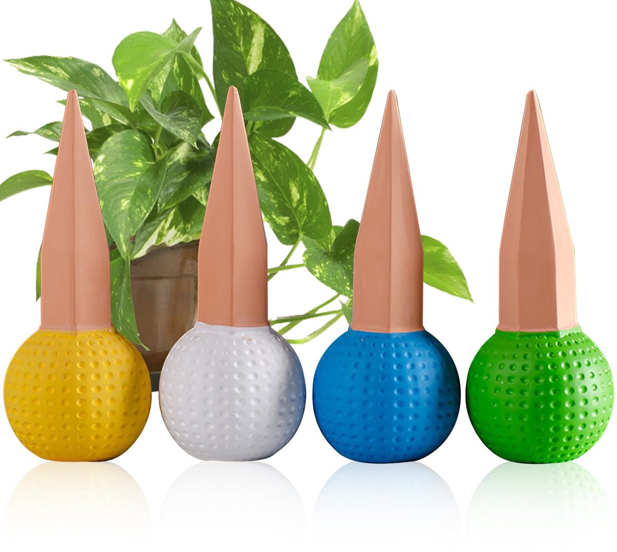 SnelShoppen - RoseFlower Tonkegelirrigatie Set van 4 - Decoratieve Kleipotten voor Kamerplanten en Balkonbakken - Cactusvorm - 150 ml - Ideaal voor Tu