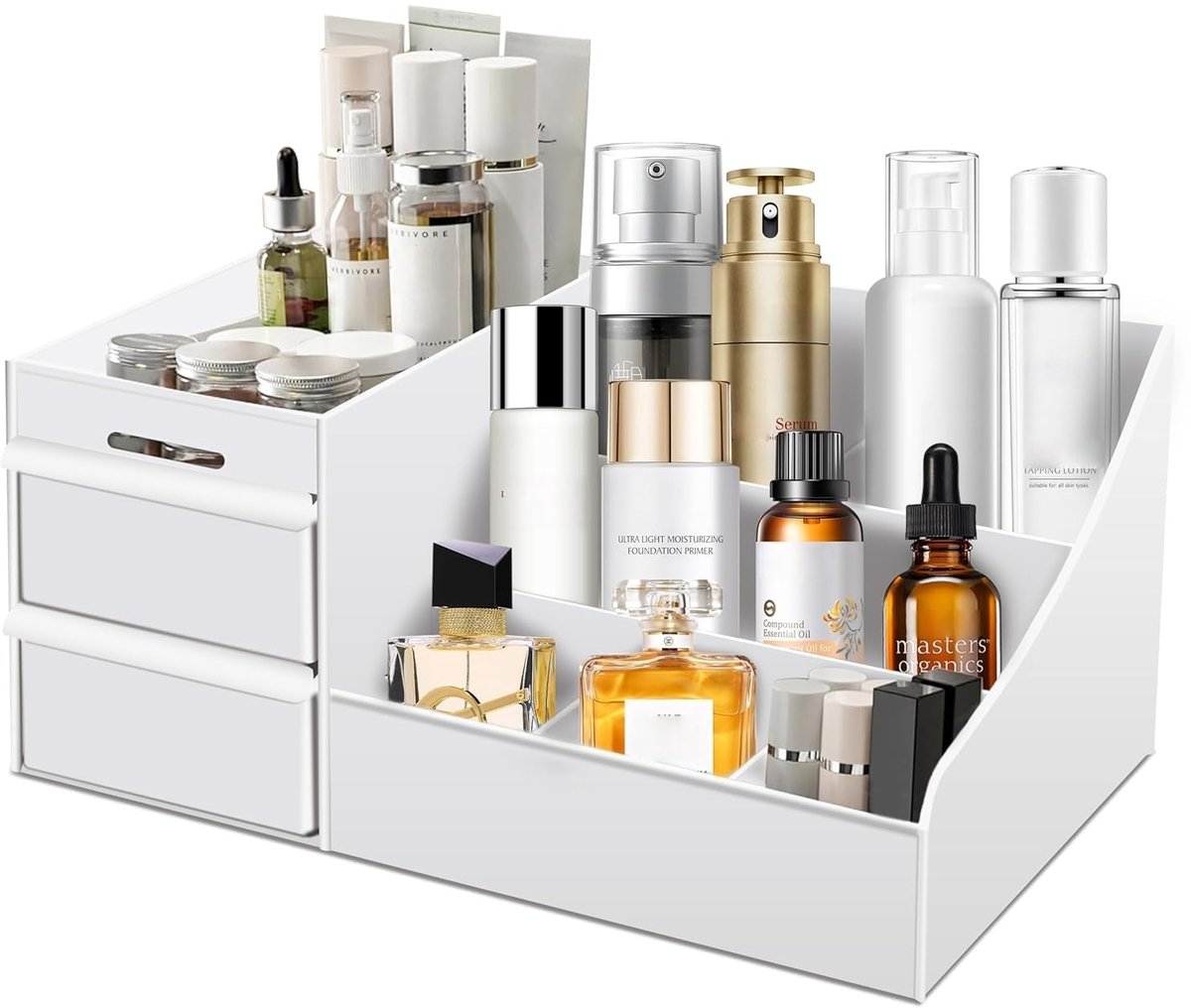 SnelShoppen - Make-uporganizer met Laden - Wit - Cosmetica Organizer voor Lippenstift, Borstels, Oogschaduw, Nagellak, Sieraden - Ideaal voor Badkamer