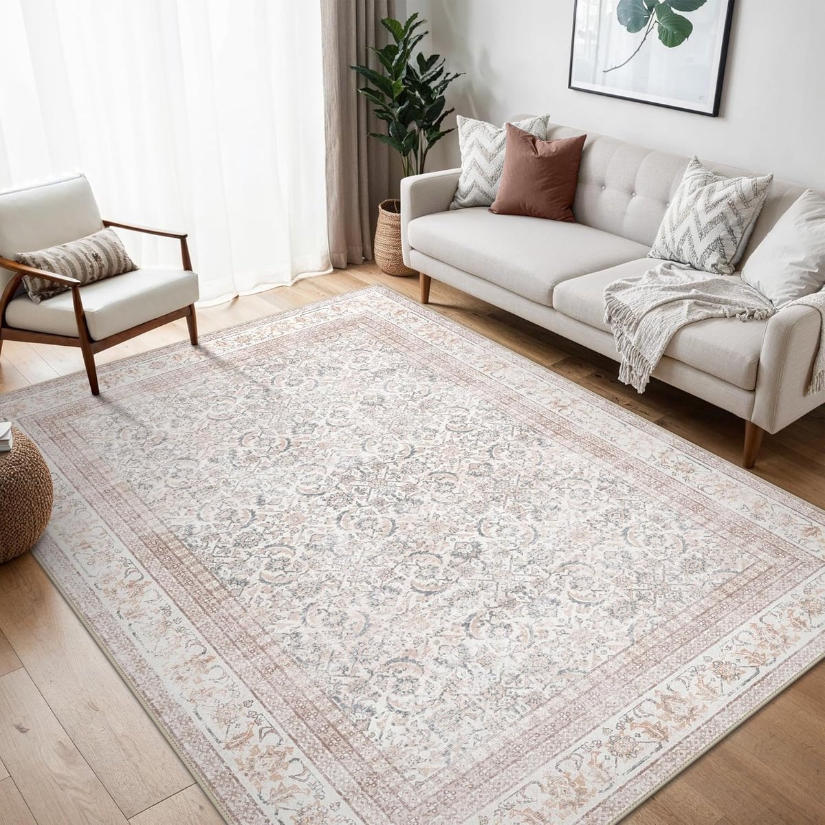 SnelShoppen - Extra Grote Beige Vintage Kortpolige Tapijt 300x400CM - Luxe Vloerkleed voor Woonkamer, Slaapkamer, Antislip en Comfortabel