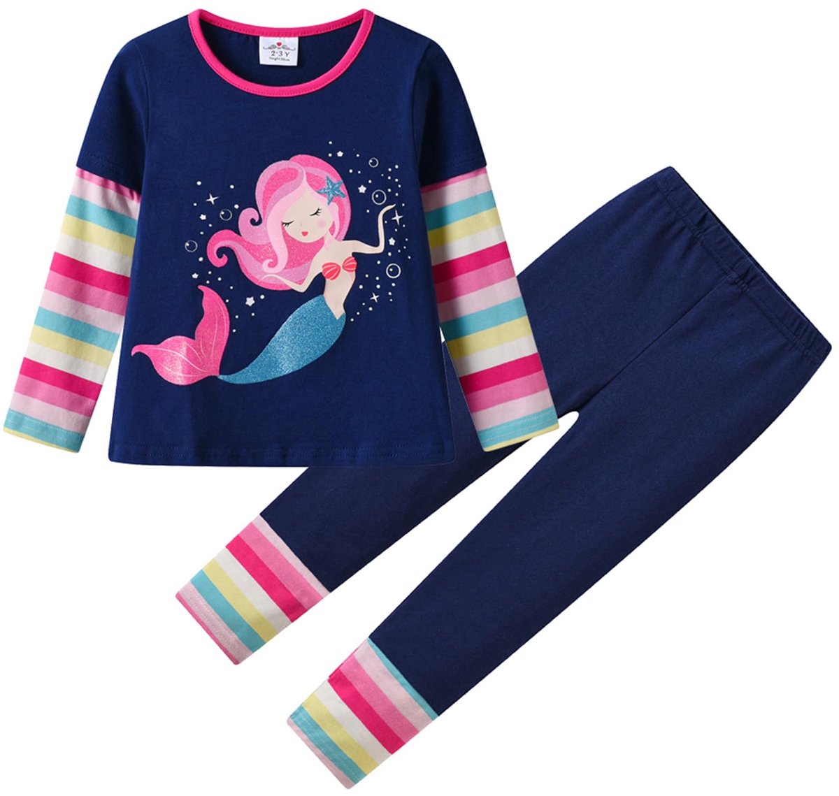 SnelShoppen - Meisjes Kledingset Kinderoutfit Leggings Katoen Lange Mouw Winter 2-Delige Top+Broek Set 2-12 Jaar, 11-12 jaar, Comfortabel en Stijlvol