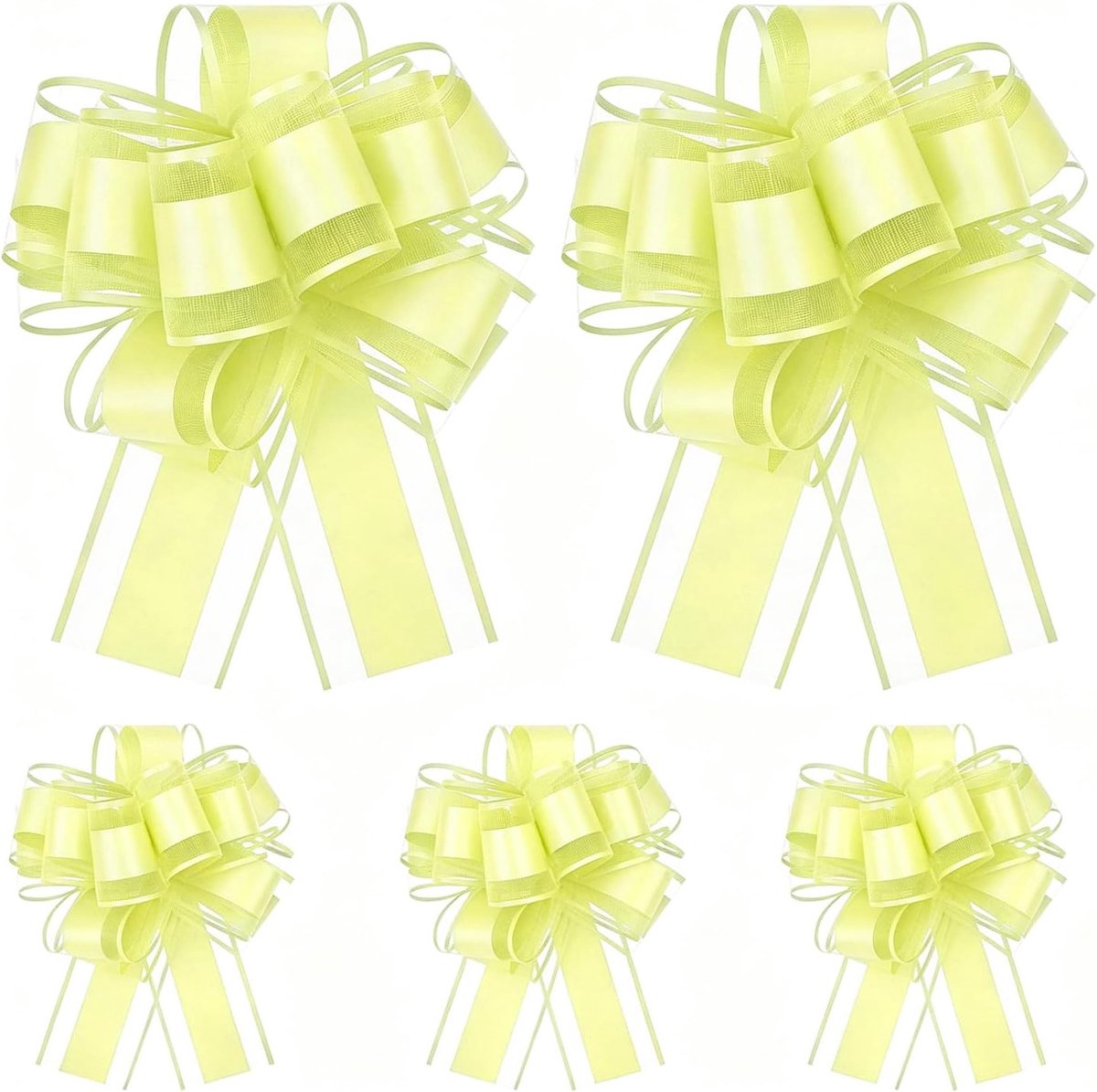 SnelShoppen - 5 Stuks Grote Cadeaulinten Groen en Paars 15cm - Luxe Organza en Satijn Versiering voor Verpakking, Bruiloften, Verjaardagen, Kerst en D