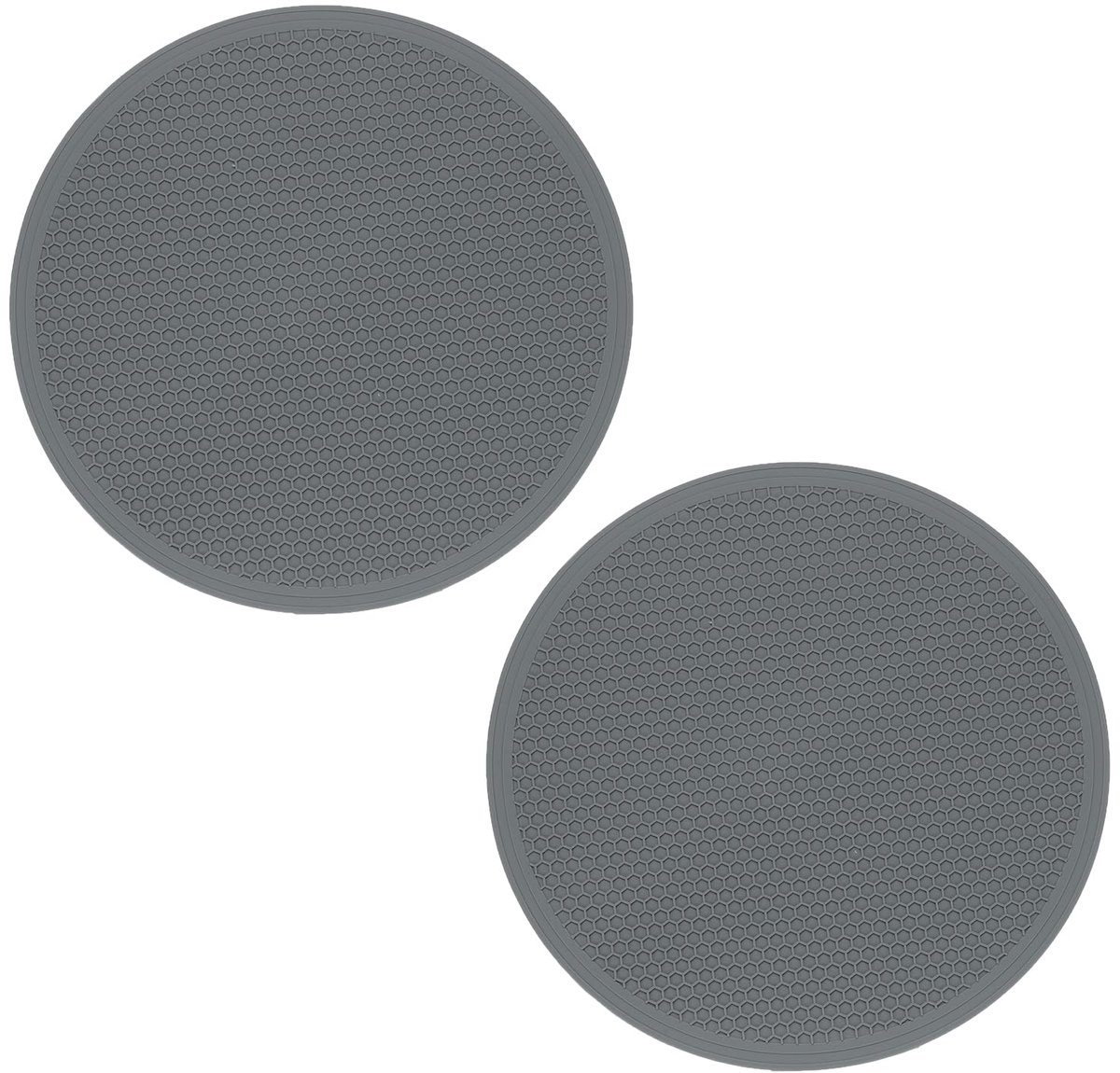SnelShoppen - 2x Hittebestendige Siliconen Pannenlappen 25 cm Rond Antislip Grijs - Onderleggers voor Keuken, Warme Gerechten, Perfect voor Potten en