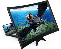 12-inch gebogen schermvergroter voor mobiele telefoons – 3D HD-projectiescherm voor films, video's en gaming – Opvouwbare telefoonhouder met…