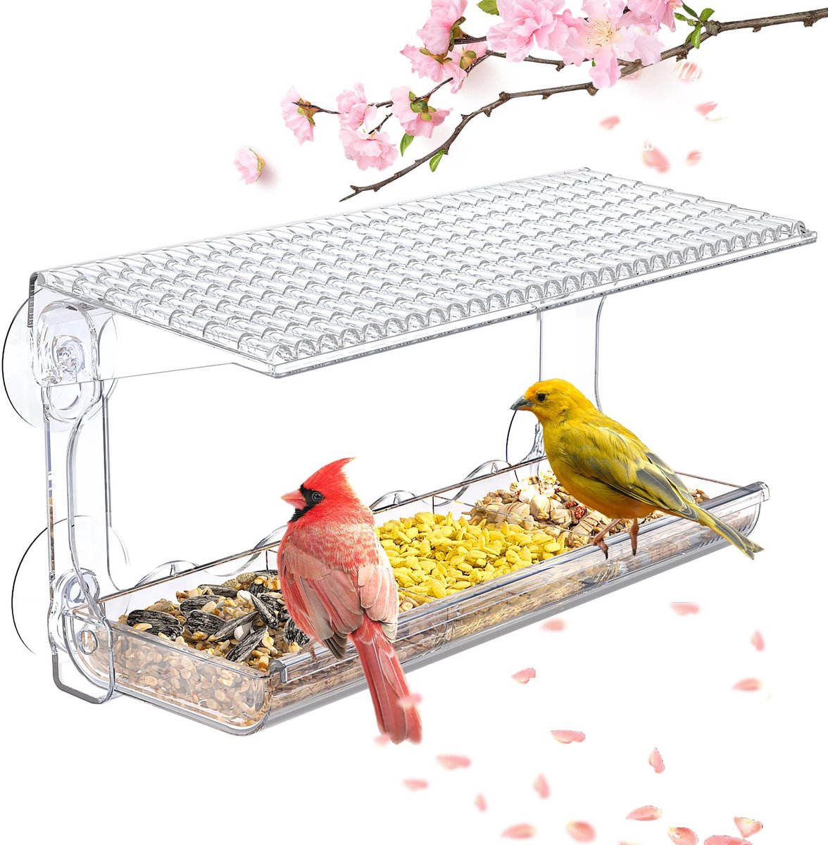 SnelShoppen - Vogelvoederbak voor buiten, transparant vogelhuis, raammontage met sterke zuignappen, ideaal voor wilde vogels kijken in de tuin of binn