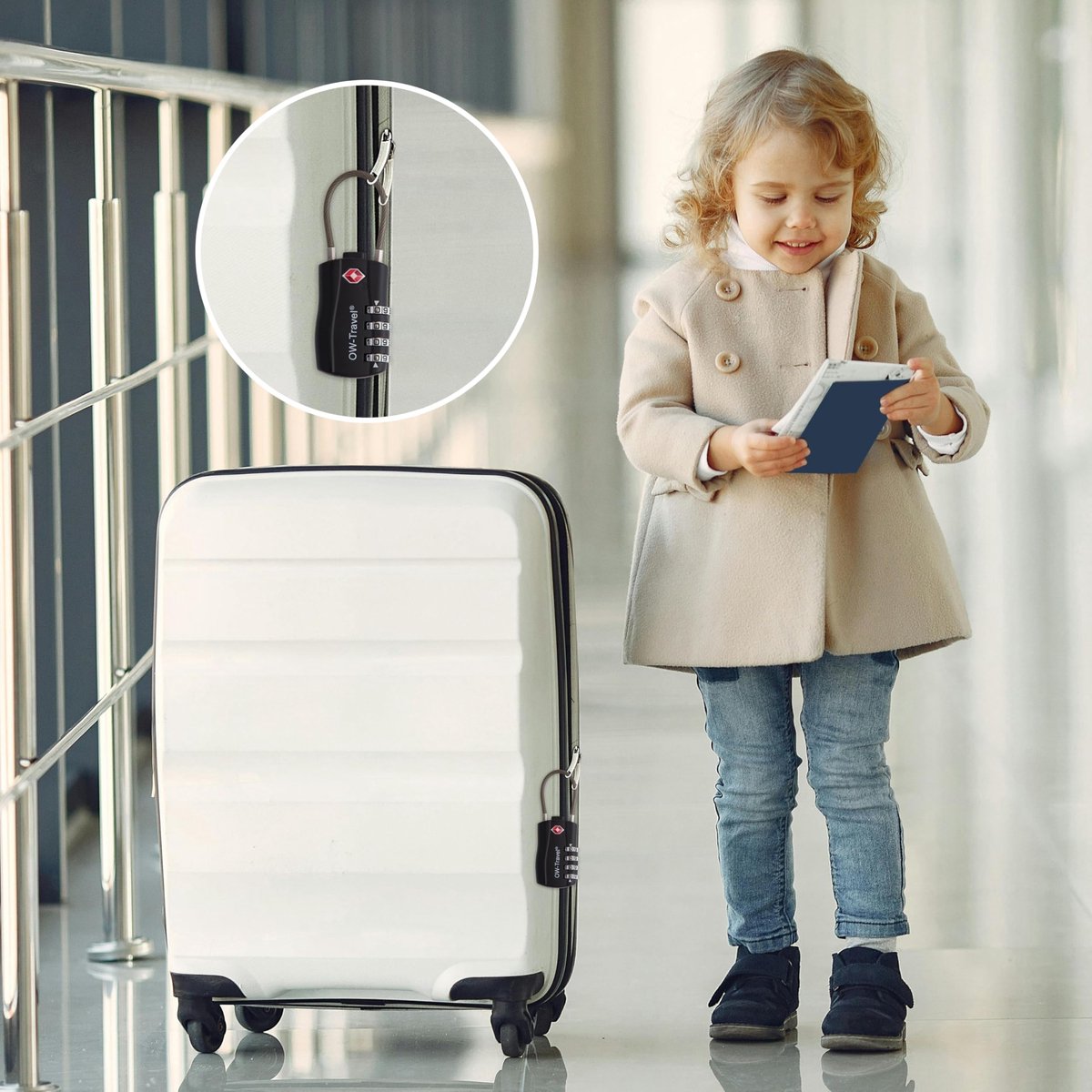 SnelShoppen - OW-Travel TSA Slot Kabelslot 4 Cijfers - Kofferslot Bagageslot Zwart - Veiligheid voor Reizen, Vakantie, Vliegtuig, 4 Stuks