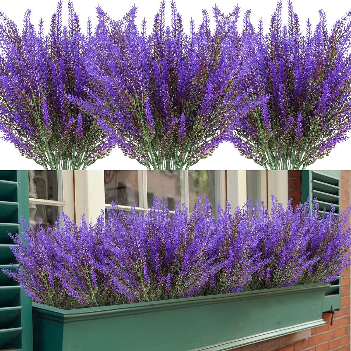 10 Boeketten Kunstmatige Lavendel Bloemen - Buiten Anti-UV Nepbloemen - Kunstmatige Plastic Planten - Tuin Veranda Buitendecoratie (Paars)